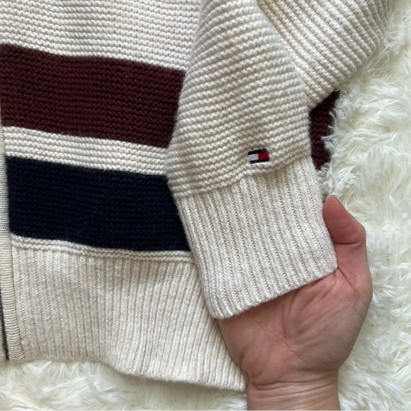Tommy Hilfiger Cream Knit Zip Up Cardigan Sweater - Picture 5 of 5